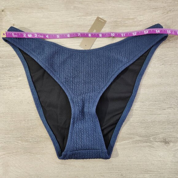 J. Crew Teal Textured Curved Waist Cheeky Bikini Bottom New With Tags Womens M - Picture 3 of 15